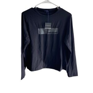 Burberry London Mens Black Long Sleeve Graphic‎ T-Shirt Logo Size L 11170412